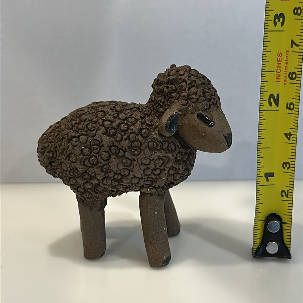 HANDMADE Clay Sheep Sculpture Figurine 2.5” - Picture 8 of 9